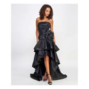 CITY STUDIO Womens Dress Black Sleeveless Rosette Waist Hem Juniors 1\2